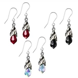 Alchemy Gothic ✦ Empyrean Tear Crystal Drop Earrings ✦ Pewter Mount 3 Colors NWT